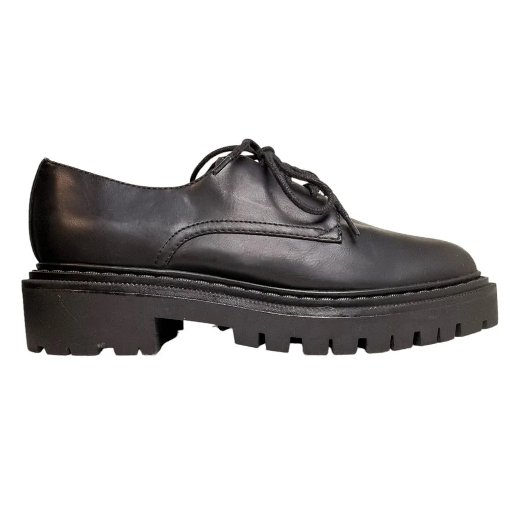 H&M Chunky Platform Derby Oxford Shoes Black Womens 8.5